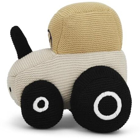 Haus & Kinder Knitted New Born Baby Toys-Car Toy Gift For Kids, Soft Toys For Girls & Soft Toys For Boys, Toddler Toys, Toys For New Born Baby Boy And Girls, Palewhisper-Corn Silk-Black, 10X25 Cm, 1Pc