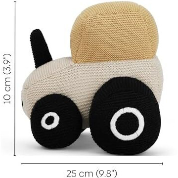 Haus & Kinder Knitted New Born Baby Toys-Car Toy Gift For Kids, Soft Toys For Girls & Soft Toys For Boys, Toddler Toys, Toys For New Born Baby Boy And Girls, Palewhisper-Corn Silk-Black, 10X25 Cm, 1Pc