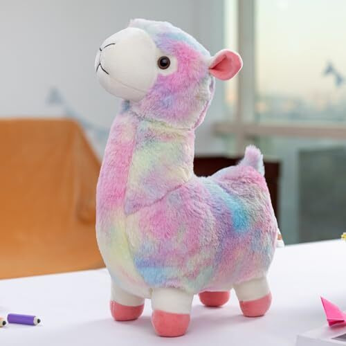 Mirada Cute Multicolor Standing Rainbow Llama Soft Toy For Girls/Kids | Stuffed Plush Animal Lamb | - 35Cm