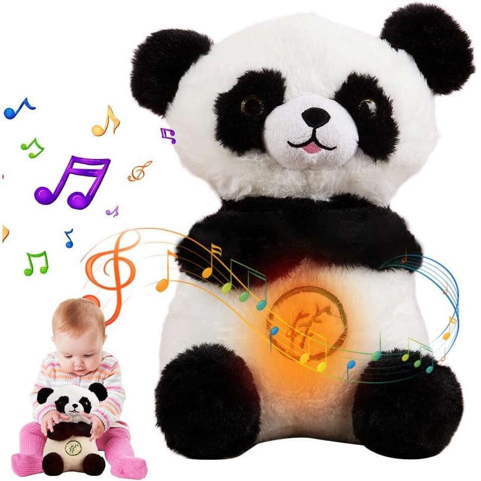 Tcco Breathing Stuffed Animal, Portable Plush Baby Toy, Soothing Stuffed Animal For Anxiety Adults And Kids, Breathing Otter, Breathing Lights And Sound Machine With Realistic Breathin - Panda