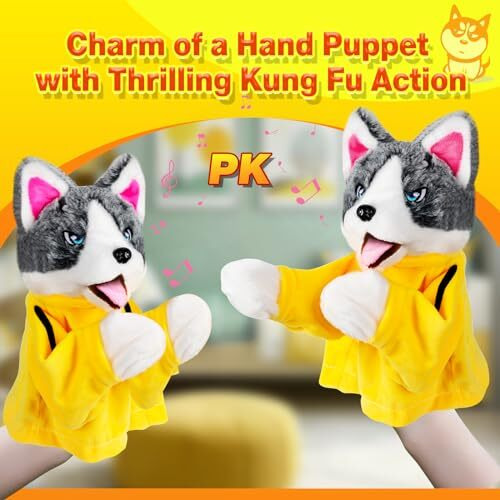 2024 New Kung Fu Animal Toy Husky Gloves Doll Children's Game Plush Toys,Animal Hand Puppet Stuffed Animal Toys,Kung Fu Puppy Dog Action Toy,Boxing Husky Interactive Tricky Toy Gift For Kids