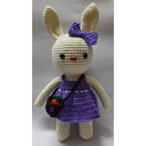 Crochet Artwork Amigurumi Handmade Bunny Soft Toy (Girl Bunny (Lavender))