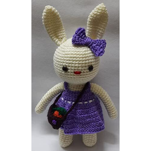 Crochet Artwork Amigurumi Handmade Bunny Soft Toy (Girl Bunny (Lavender))