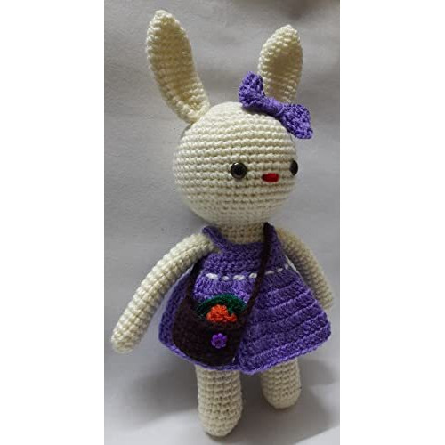 Crochet Artwork Amigurumi Handmade Bunny Soft Toy (Girl Bunny (Lavender))