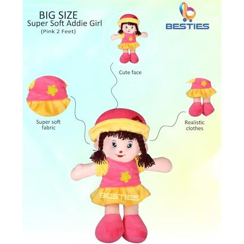 Besties Cute Looking Smiling Addie Girl Doll Soft Toy/Stuffed Soft Plush Toy 40 Cm For Kids Baby Love Girl Birthday Gifts Decoration (40 Cm, Addie Girl)