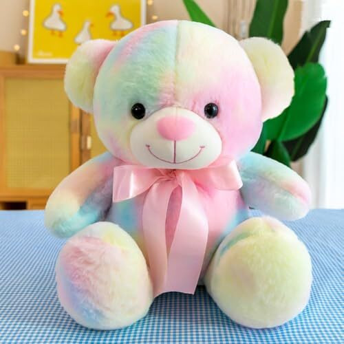 Mini Steps Ultra-Soft Washable Plush Toy For Kids  Safe & Non-Toxic Stuffed Animal, Cuddly Teddy Bear, Best Gift For Babies & Toddlers, Cute & Durable Soft Toy For Boys & Girls- Teddy Rainbow Color