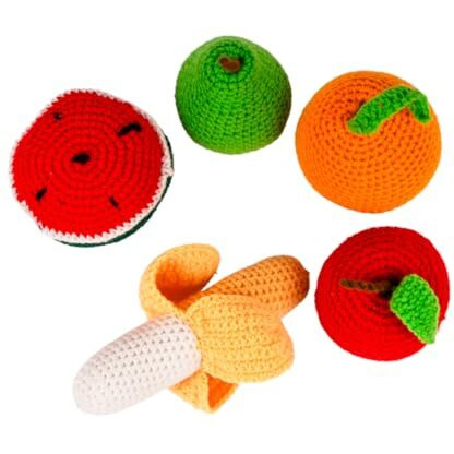Nesta Toys - Crochet Fruit Toys | Pretend Play Plush Toys For Kids | Stuffed Toys For Babies (5 Pcs)