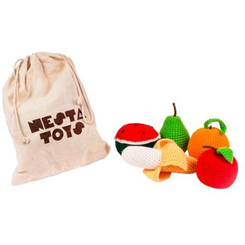 Nesta Toys - Crochet Fruit Toys | Pretend Play Plush Toys For Kids | Stuffed Toys For Babies (5 Pcs)