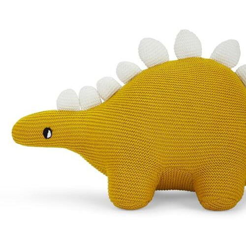 Haus & Kinder Knitted Dinosaur Soft Toy - 100% Cotton Cover Toy Gift For Kids, Soft Toys For Girls & Soft Toys For Boys, Toddler Toys, Toys For New Born Baby Boy And Girls, Corn Silk, 10X25 Cm, 1Pc