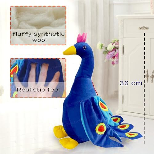 Funblast Peacock Soft Toy 36 Cm Soft Toys For Babies Soft Washable Plush Birds Toys For Kids, Stuffed Peacock Toy