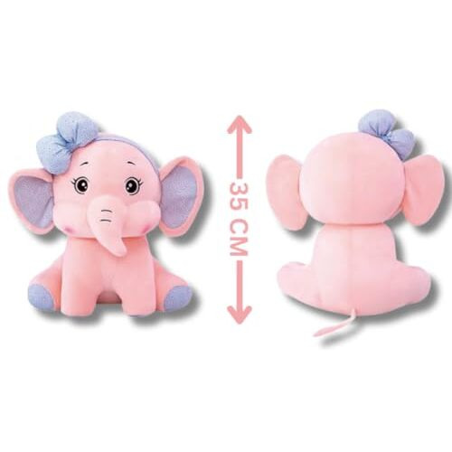 Cuddlenest Cute Bow Elephant Plush Toy - Peach | Soft & Snuggly Stuffed Animal For Kids Safe | Soft Toy For Kids | Stuff Toy For Girls And Boys | 25 Cm For Baby