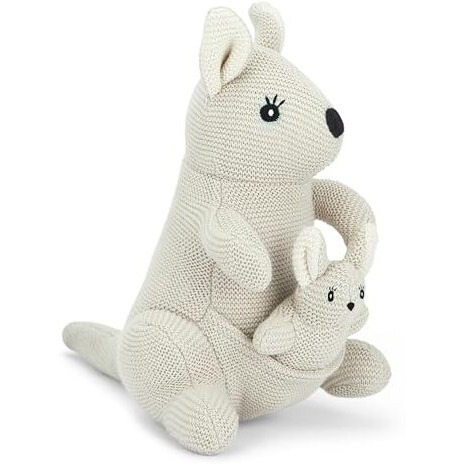 Haus & Kinder Knitted New Born Baby Toys - Kangaroo Toy Gift For Kids, Soft Toys For Girls & Soft Toys For Boys, Toddler Toys, Animal Toys For New Born Baby Boy And Girls, Paleswhisper, 10X25 Cm, 1Pc