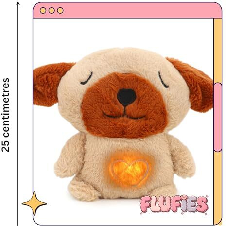 Fusked Flufies Breathing Teddy Soft Toys For Baby Girl And Boy - 25 Cm Sensory Toys And Musical Toys For Kids - Sleeping Teddy Bear With Breathing (Breathing Dog)
