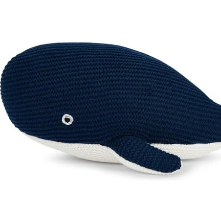Haus & Kinder Knitted Fish Toy  Soft Toy Gift For Boys & Girls, Toddler & Newborn, Navy-Natural, 10X25 Cm,1Pc