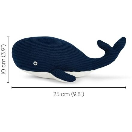 Haus & Kinder Knitted Fish Toy  Soft Toy Gift For Boys & Girls, Toddler & Newborn, Navy-Natural, 10X25 Cm,1Pc