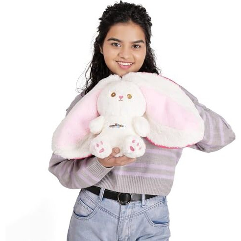 Chamantricks Reversible Bunny Soft Toy - Double-Sided, Non-Toxic, Washable Plush - 32 Cm, Perfect For Kids, Boys, And Girls