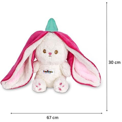 Chamantricks Reversible Bunny Soft Toy - Double-Sided, Non-Toxic, Washable Plush - 32 Cm, Perfect For Kids, Boys, And Girls