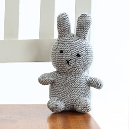 Pluchi Cotton Knitted Grey Bobby Bunny Soft Toy For Babies & Kids 19Cm X 13Cm