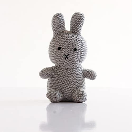Pluchi Cotton Knitted Grey Bobby Bunny Soft Toy For Babies & Kids 19Cm X 13Cm