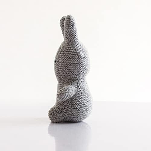 Pluchi Cotton Knitted Grey Bobby Bunny Soft Toy For Babies & Kids 19Cm X 13Cm