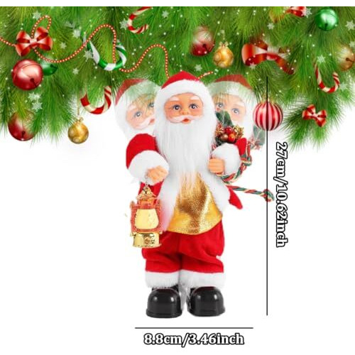 Fizzytech Christmas Santa Claus Doll Electric Singing Dancing Toy Twisted Electric Santa Claus Stuffed Plush Toy With Lighting Handheld Lamps For Kids Family Xmas Gift Decorations