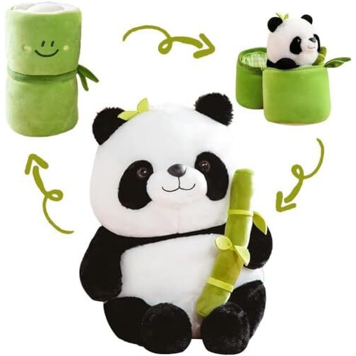 Audbot Bamboo Panda Soft Toy -1 Feet Black & White Panda With Green Cover | Soft Kawaii Stuffed Plushie, For Kids, Boys, Girls, Wife, Husband, Boyfriend, Birthday Or ValentineS Day