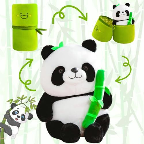 Audbot Bamboo Panda Soft Toy -1 Feet Black & White Panda With Green Cover | Soft Kawaii Stuffed Plushie, For Kids, Boys, Girls, Wife, Husband, Boyfriend, Birthday Or ValentineS Day