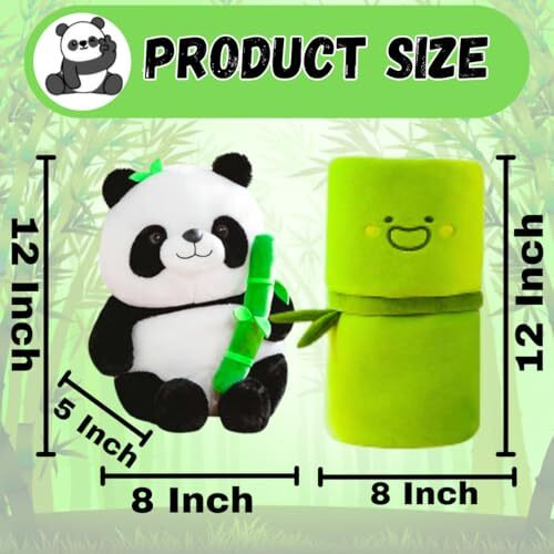 Audbot Bamboo Panda Soft Toy -1 Feet Black & White Panda With Green Cover | Soft Kawaii Stuffed Plushie, For Kids, Boys, Girls, Wife, Husband, Boyfriend, Birthday Or ValentineS Day