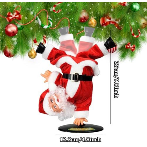 Fizzytech Dancing Santa Claus With Music | Animated Farting Santa Upside Down Spinning Electric Singing Christmas Plush Toy | Fun Christmas Holiday Ornament For Kids & Home Decoration