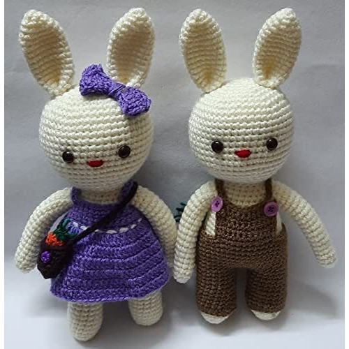Crochet Artwork Amigurumi Handmade Bunny Soft Toy (Couple Bunny 2)