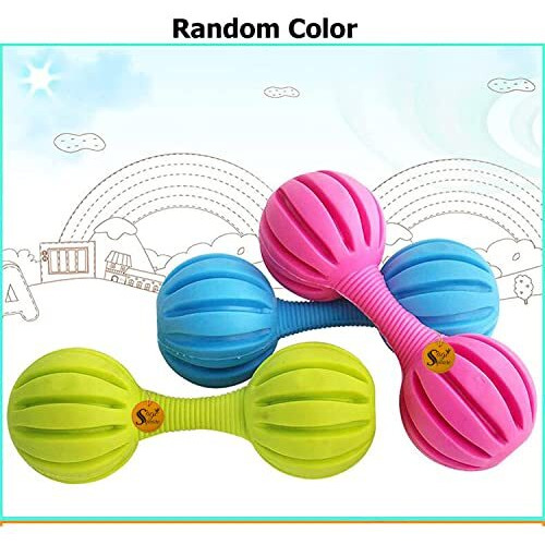Sage Square Rubber Dumble Bell Toy Features Enjoyment, Entertainment, Relieves Boredom, Engages, Motor Skills, Iq, Safe, Great For Indoor Or Outdoor Play