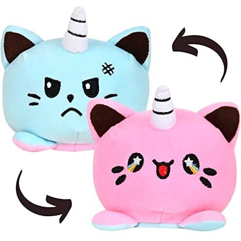 Dryphon Reversible Cat Plushie Soft Toys For Kids | Kids Soft Toy, Baby Toys, Birthday Gift For Girls And Boys | Plush Soft Toys For Kids (15 Cm, Reversible Cat (Pink/Sky Blue))