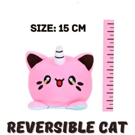 Dryphon Reversible Cat Plushie Soft Toys For Kids | Kids Soft Toy, Baby Toys, Birthday Gift For Girls And Boys | Plush Soft Toys For Kids (15 Cm, Reversible Cat (Pink/Sky Blue))