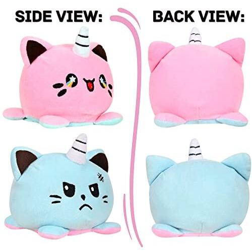 Dryphon Reversible Cat Plushie Soft Toys For Kids | Kids Soft Toy, Baby Toys, Birthday Gift For Girls And Boys | Plush Soft Toys For Kids (15 Cm, Reversible Cat (Pink/Sky Blue))