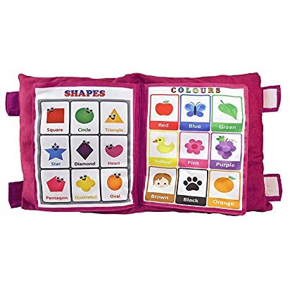Adkd Kid's Learning Pillow Cum Book With English And Hindi Alphabets, Numbers, Animals Names Learning For Kids Cushion Book (Pink)
