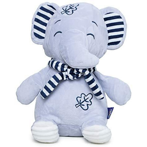 Webby Soft Seated Animal Plush Elephant Toy, Blue 28Cm