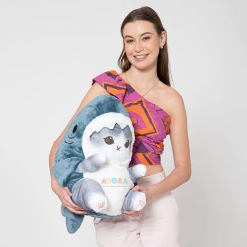 Adora Stuffed Toy Shark Cat Soft Plush Toy, 50Cm, Grey And White Stuffed Animal Plush Toy
