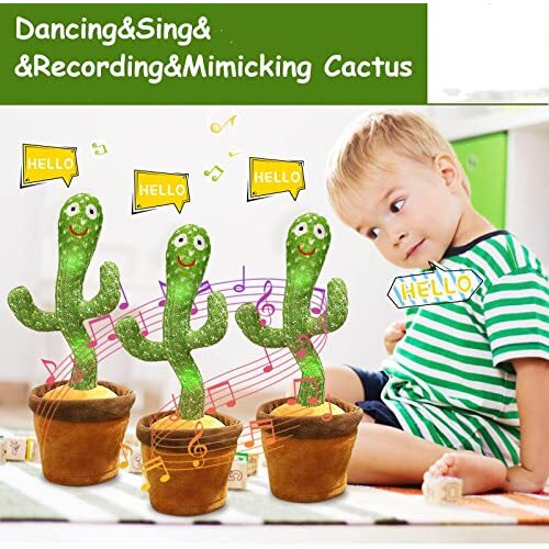 Seosto Cactus Dancer, Electronic Talking Plush Toy, Dancing Cactus With 120 Songs
