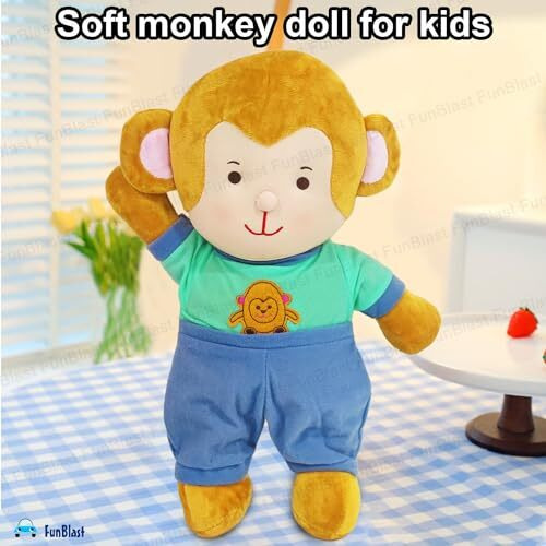 Funblast Monkey Soft Toys - Plush Toy For Kids, Soft Toy For Baby Boy, Plush Soft Toy Cute Kids Animal Home Decor Boys, Girls, Baby, Birthday Gifts For Kids (Multicolor 35 Cm)
