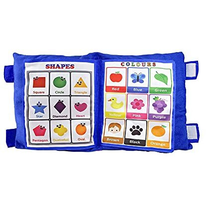 Adkd Kid's Learning Pillow Cum Book With English And Hindi Alphabets, Numbers, Animals Names Learning For Kids Cushion Book (Blue)