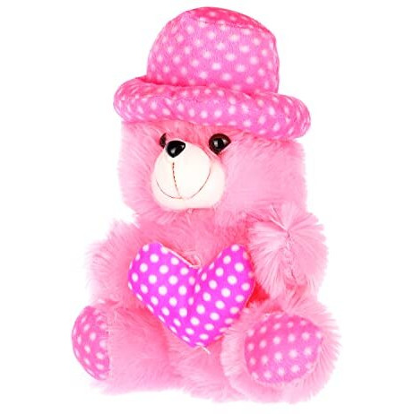 Fclues Store Cap Teddy Bear Soft Toy | Birthday Gift For Girls/Wife, Boyfriend/Husband, Soft Toys Wedding For Couple Special, Baby Toys Gift Items Set Of 2 Cream And Pink