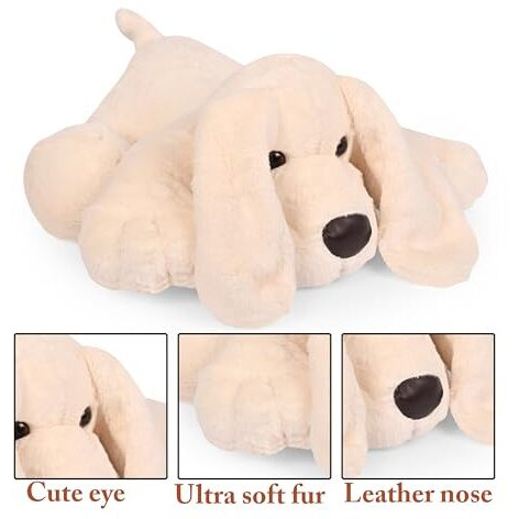 Besties Cute White Dog Soft Toy For Girls/Kids | Huggable Dog With Long Ears | Soft Stuffed Plush Animal 35 Cm (White)