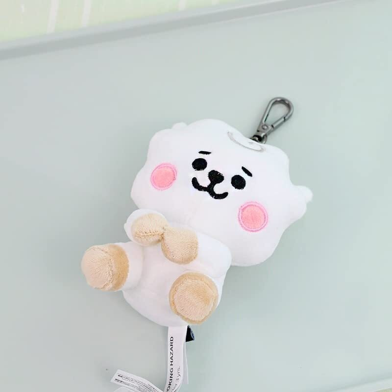 Kawaii Kart | Bts Bt21 Baby Sitting Plushy Soft Toy With Metal Hook | Bt21 Toy Gift Statue Merchandisefor Bts Army And Kpop Lovers (Size - 12 Cm) (Rj)