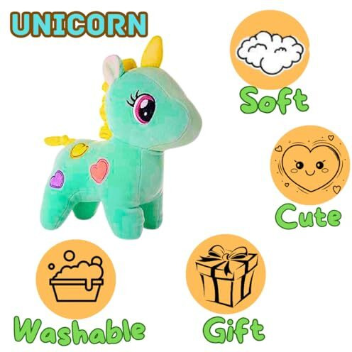 Audbot 25Cm Green Unicorn Soft Toy For Babies Kids Girls | Plushie Stuffed Fluffy Animal Toys For Gifts & Home Decor | Unicorn Soft Toys For Boys & Girls Pack Of 1