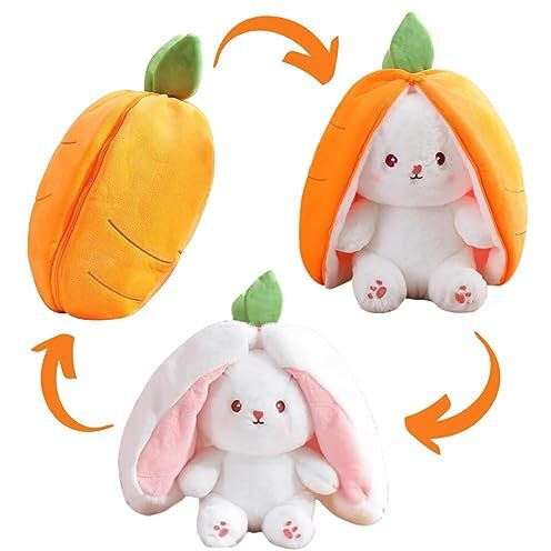 Besties Adorable Bunny Strawberry Rabbit Plushie Pet Birthday Gift For Boys Girls And Kids (34 Cm, Carrot Bunny)
