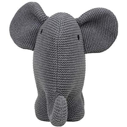 Pluchi Elephant Cotton Knitted Stuffed/Plush/Soft Toys For Babies&Kids (Grey)