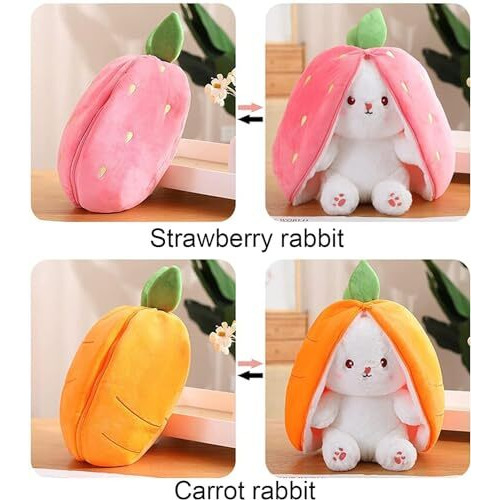 Besties Strawberry And Carrot Animal Soft Toys (Medium, Strawberry + Orange Bunny)
