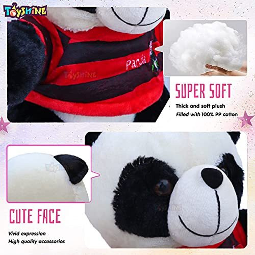 Toyshine T-Shirt Panda Stuffed Animal Soft Plush Pillow Toy Gift For Girls Boys - Small