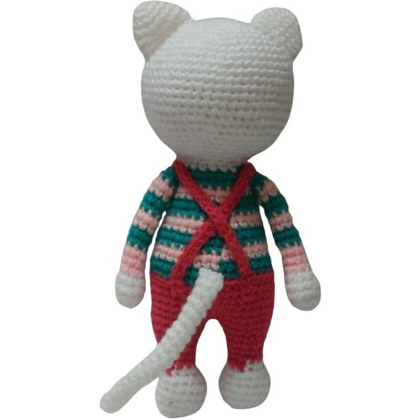 Crochet Artwork Handmade Cat Soft Toy (Multi Color 3)