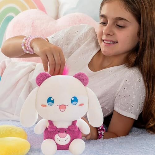 Ikasa Cute Plush Rabbit Soft Toys For Kids - Huggable Stuffed Rabbit Toy For Baby Girl & Boy, Stitch Soft Toy For Infants, Cute Plushie Animal Soft Toy For Newborn, Birthday Gift For All Age (Rabbit)